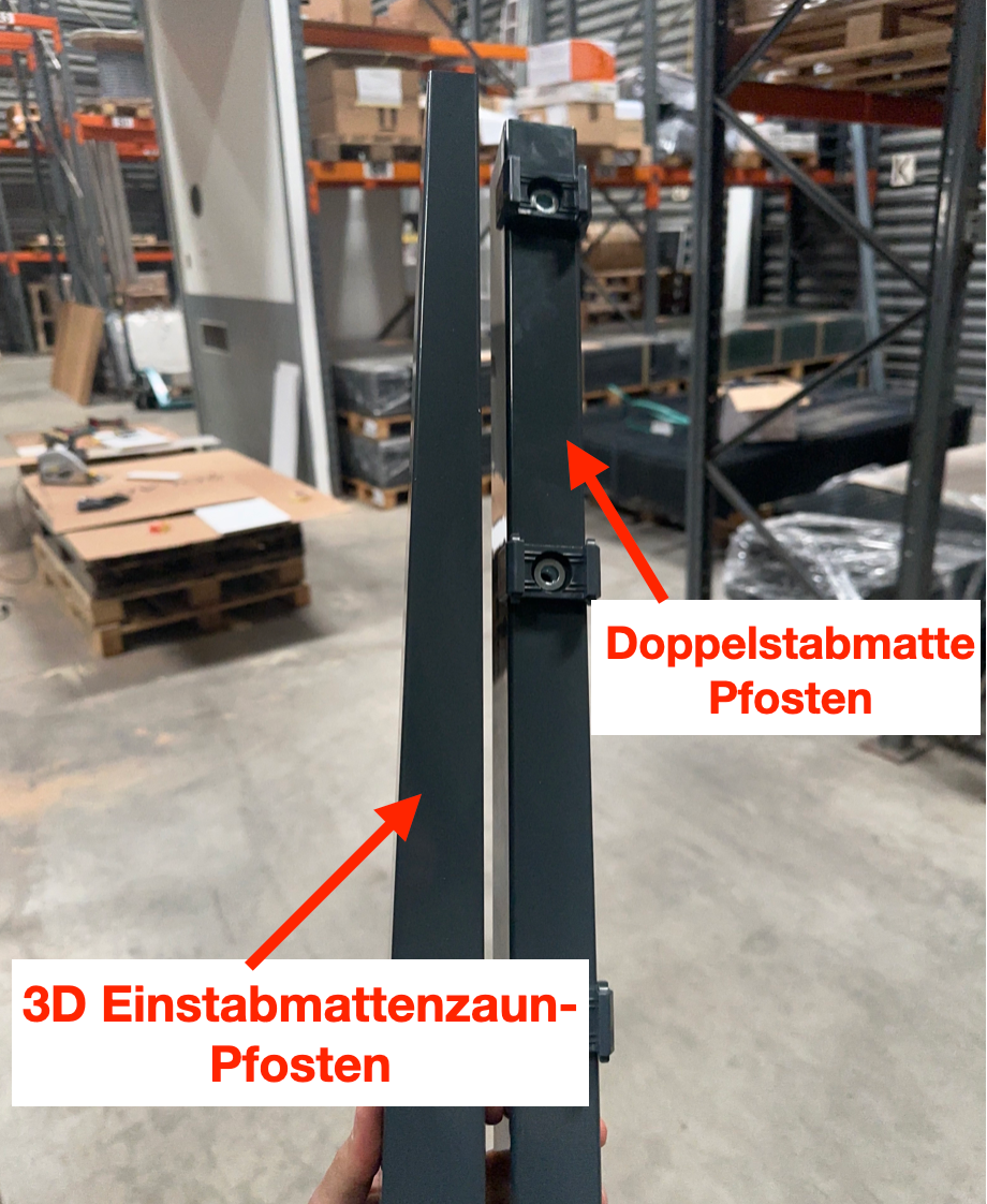 Unterschiedliche Pfosten für Doppelstabmattenzäune bzw. Einstabmattenzäune
